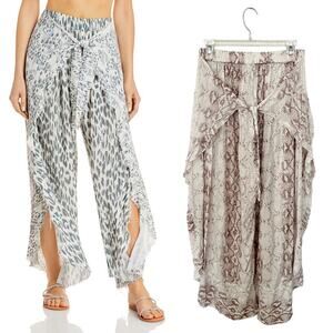 Surf Gypsy Ruffle Wrap Pants Swim Coverup Neutral Snake Medium